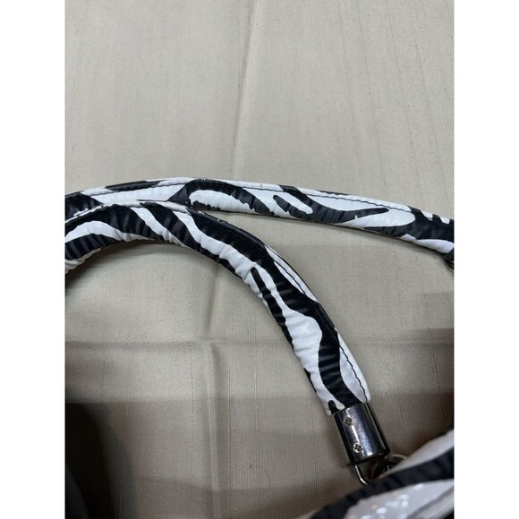 Vintage Y2K Zebra Print Ruffle Handbag Studded Hobo Bag Retro McBling Aesthetic - Picture 5 of 12